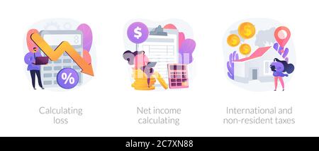 Métaphores de concept de perte financière et de vecteur de revenu Illustration de Vecteur