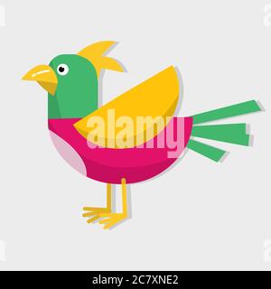 illustration vectorielle isolée de dessin animé d'oiseau coloré de style plat Illustration de Vecteur