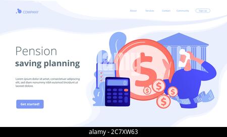 Page d'accueil du concept de préparation à la retraite. Illustration de Vecteur