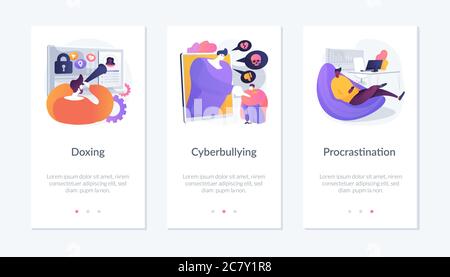 Modèle d'interface d'application de comportement de réseau social. Illustration de Vecteur