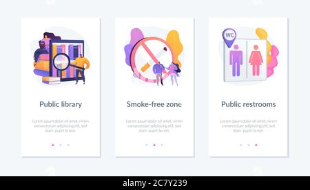 Modèle d'interface d'application lieux publics. Illustration de Vecteur