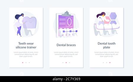 Modèle d'interface de l'application de redressage des dents. Illustration de Vecteur