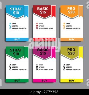 Ensemble de tableaux vectoriels de prix de multicolore avec rubans pour le site Web et les affaires. Vecteur de modèle de conception Illustration de Vecteur