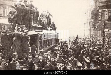 Réunion de protestation à Berlin le 9 novembre 1918. Banque D'Images