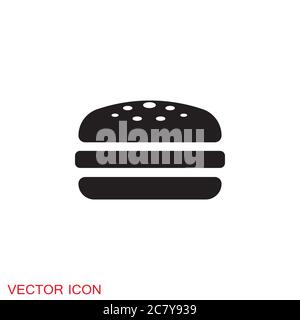 Icône Burger, icône Hamburger web plate. Illustration vectorielle Illustration de Vecteur