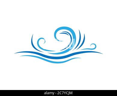 Icône bleu d'onde fluide d'eau vecteur d'élément d'objet isolé sur fond blanc Illustration de Vecteur