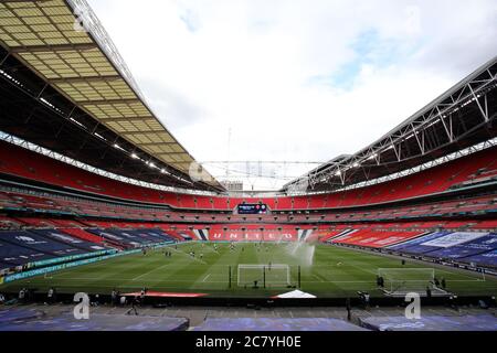 Wembley, Royaume-Uni. 19 juillet 2020. Un point de vue général au match semi-final de la coupe Emirates FA Chelsea contre Manchester United, au stade Wembley, Londres, Royaume-Uni, le 19 juillet 2020. Le match se joue derrière des portes fermées en raison de la pandémie actuelle du coronavirus COVID-19 et des restrictions gouvernementales en matière de distance et de verrouillage social. Crédit : Paul Marriott/Alay Live News Banque D'Images