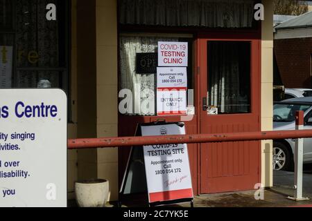 Site d'essai Covid 19 près de Bridge Mall dans le Ciiy de Ballarat Banque D'Images