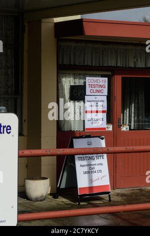 Site d'essai Covid 19 près de Bridge Mall dans le Ciiy de Ballarat Banque D'Images