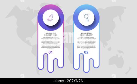 Infographies avec 2 cercles et flèches. Modèle vectoriel abstrait. Peut être utilisé pour deux diagrammes, business, web, présentation de flux de travail, présentations, flowcha Illustration de Vecteur