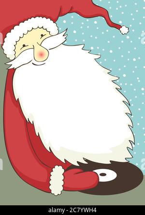 Cute affiche de fête de Noël avec le Père Noël Banque D'Images