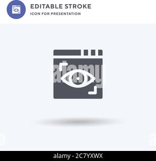 Vecteur d'icône de fenêtre d'affichage, signe plat rempli, pictogramme solide isolé sur blanc, illustration du logo. Icône de fenêtre d'affichage pour la présentation. Illustration de Vecteur