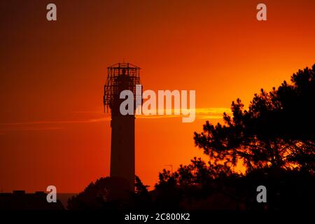 Phare de Biarritz au coucher du soleil Banque D'Images