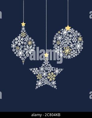 Boules de Noël en flocons de neige Illustration de Vecteur