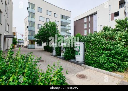 Espoo, Finlande - 29 juin 2020 : systèmes automatisés de collecte des déchets EVAC en Finlande. Banque D'Images