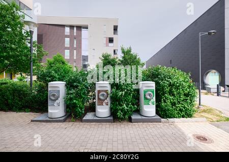 Espoo, Finlande - 29 juin 2020 : systèmes automatisés de collecte des déchets EVAC en Finlande. Banque D'Images