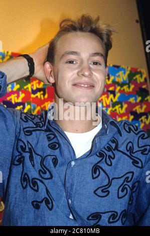 Jason Donovan au stand MTV de IM&MC. Amsterdam, le 30 avril 1989 | utilisation dans le monde entier Banque D'Images