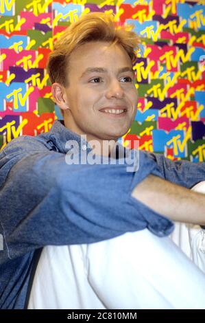 Jason Donovan au stand MTV de IM&MC. Amsterdam, le 30 avril 1989 | utilisation dans le monde entier Banque D'Images