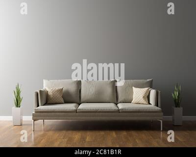 Intérieur moderne. Mobilier scandinave, mur isolé. illustration 3d Banque D'Images