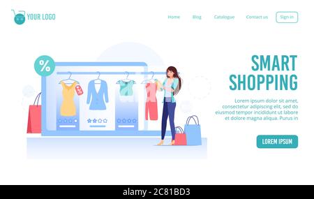 Service d'achat intelligent pour acheter des produits de mode Illustration de Vecteur