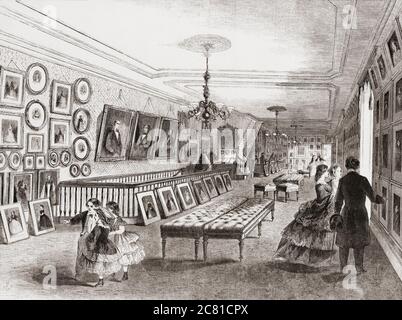 La galerie de photographies de Mathew Brady se trouve à l’angle de Broadway et de Tenth Street, New York. Mathew Brady, 1822 -1896, célèbre pour sa guerre civile et sa photographie de portrait. Après une illustration par un artiste non identifié dans l'édition du 5 janvier 1861 du journal illustré de Frank Leslie.