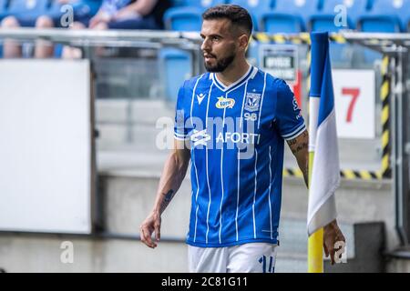 Poznan, Pologne. 19 juillet 2020. Dani Ramirez de Lech Poznan lors du match PKO polonais Ekstraklasa entre Lech Poznan et Jagiellonia Bialystok au stade municipal de Poznan.score final ; Lech Poznan 4:0 Jagiellonia Bialystok. Crédit : SOPA Images Limited/Alamy Live News Banque D'Images