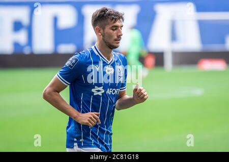 Poznan, Pologne. 19 juillet 2020. Jakub Moder de Lech Poznan lors du match PKO polonais Ekstraklasa entre Lech Poznan et Jagiellonia Bialystok au stade municipal de Poznan.score final ; Lech Poznan 4:0 Jagiellonia Bialystok. Crédit : SOPA Images Limited/Alamy Live News Banque D'Images