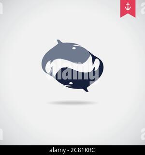 Badge vecteur baleines. Illustration de Vecteur