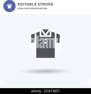 Polo shirt icône vecteur, affiche plate remplie, pictogramme solide isolé sur blanc, illustration du logo. Polo emblématique pour la présentation. Illustration de Vecteur