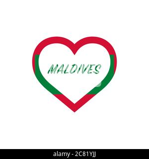 Drapeau des Maldives dans le coeur. J'aime mon pays. Illustration vectorielle de stock isolée sur fond blanc. Illustration de Vecteur