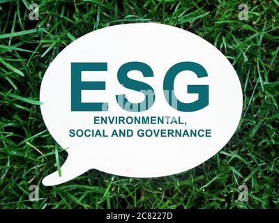 ESG Environmental, social et Governance signent sur la plaque. Banque D'Images