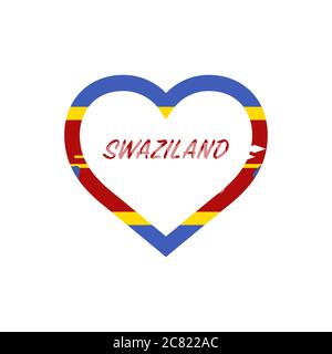 Drapeau du Swaziland dans le coeur. J'aime mon pays. Illustration vectorielle de stock isolée sur fond blanc. Illustration de Vecteur