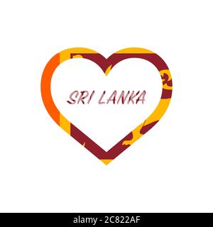 Le drapeau du Sri Lanka dans le coeur. J'aime mon pays. Illustration vectorielle de stock isolée sur fond blanc. Illustration de Vecteur