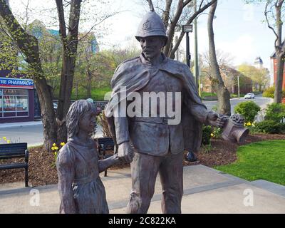 Statue commémorative de la police de la Royal Newfoundland Constabulary, St John’s (Terre-Neuve), Canada Banque D'Images