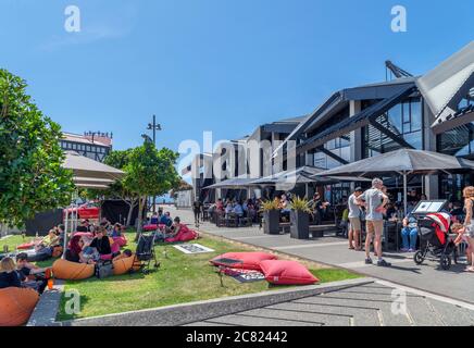 Bar sur Taranaki Wharf, Wellington, Nouvelle-Zélande Banque D'Images