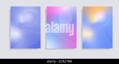 Jeu de modèles de couvertures abstraites modernes et plates. Fonds dégradés pour catalogues, magazine d'affaires. Affiche de géométrie linéaire. Ondes ondulées fines. Conce Illustration de Vecteur