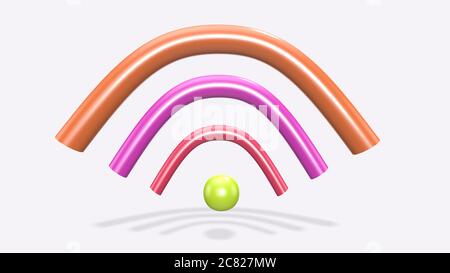 Icône wi-fi couleur de rendu 3D sur fond blanc Banque D'Images