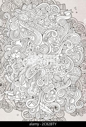 Dessin animé dessin à la main dessin dessin dessin dessin animé dessin hippie illustration Illustration de Vecteur