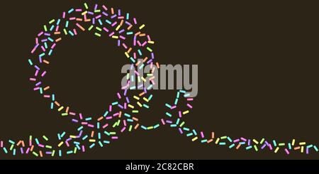 Saupoudrer de grains de desserts. Motif abstrait sans couture sur fond noir. Design pour les motifs de vacances, fête, anniversaire, invitation. swe vectoriel Illustration de Vecteur