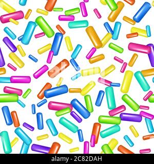 Saupoudrer de grains de desserts. Motif abstrait sans couture avec grains de saupoudrer sur fond blanc. Design pour les motifs de vacances, fête, anniversaire, dans Illustration de Vecteur