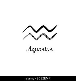 Illustration du zodiaque aquarius dessinée à la main. Ligne simple aquarius zodiac icône. Symbole de vecteur de tatouage aquarius zodiac. Main dessin signe aquarius Illustration de Vecteur