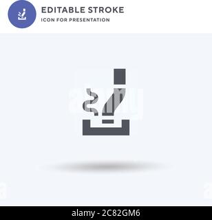 Symbole de fumée de tabac, signe plat rempli, pictogramme solide isolé sur blanc, illustration du logo. Icône Quitter tabac pour présentation. Illustration de Vecteur