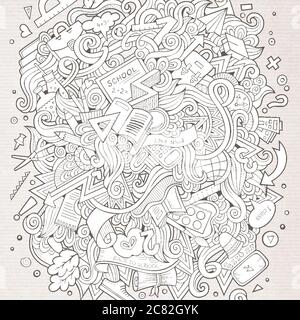 Dessin animé dessin animé dessin à la main de l'école illustration Illustration de Vecteur