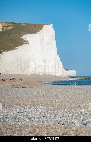 Les falaises de Seven Sisters, de Seaford Head à travers la rivière Cuckmere. South Downs, East Sussex, Royaume-Uni Banque D'Images