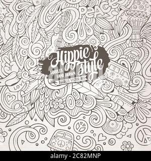 Dessin animé dessin à la main dessin dessin dessin dessin animé dessin hippie illustration Illustration de Vecteur