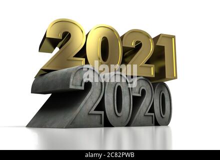 Nouvel an 2021 et 2020 ans sur fond blanc Banque D'Images