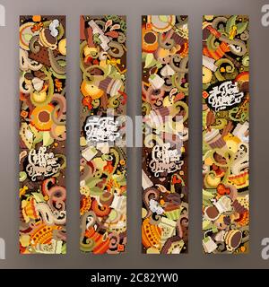 Dessins animés, bannières de café Illustration de Vecteur