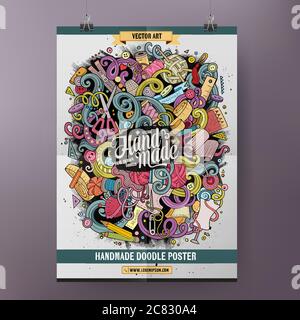 Affiche faite à la main de dessins animés Illustration de Vecteur