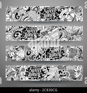 Caricature vecteur dessin main dessins de la main miel identité d'entreprise Illustration de Vecteur