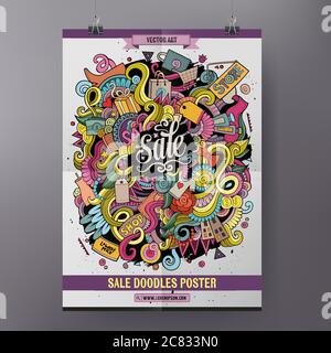 Affiche de vente de dessins animés Illustration de Vecteur